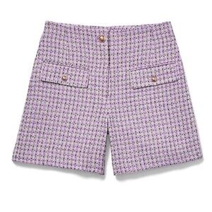 Elegant Lavender Tweed Women's Shorts